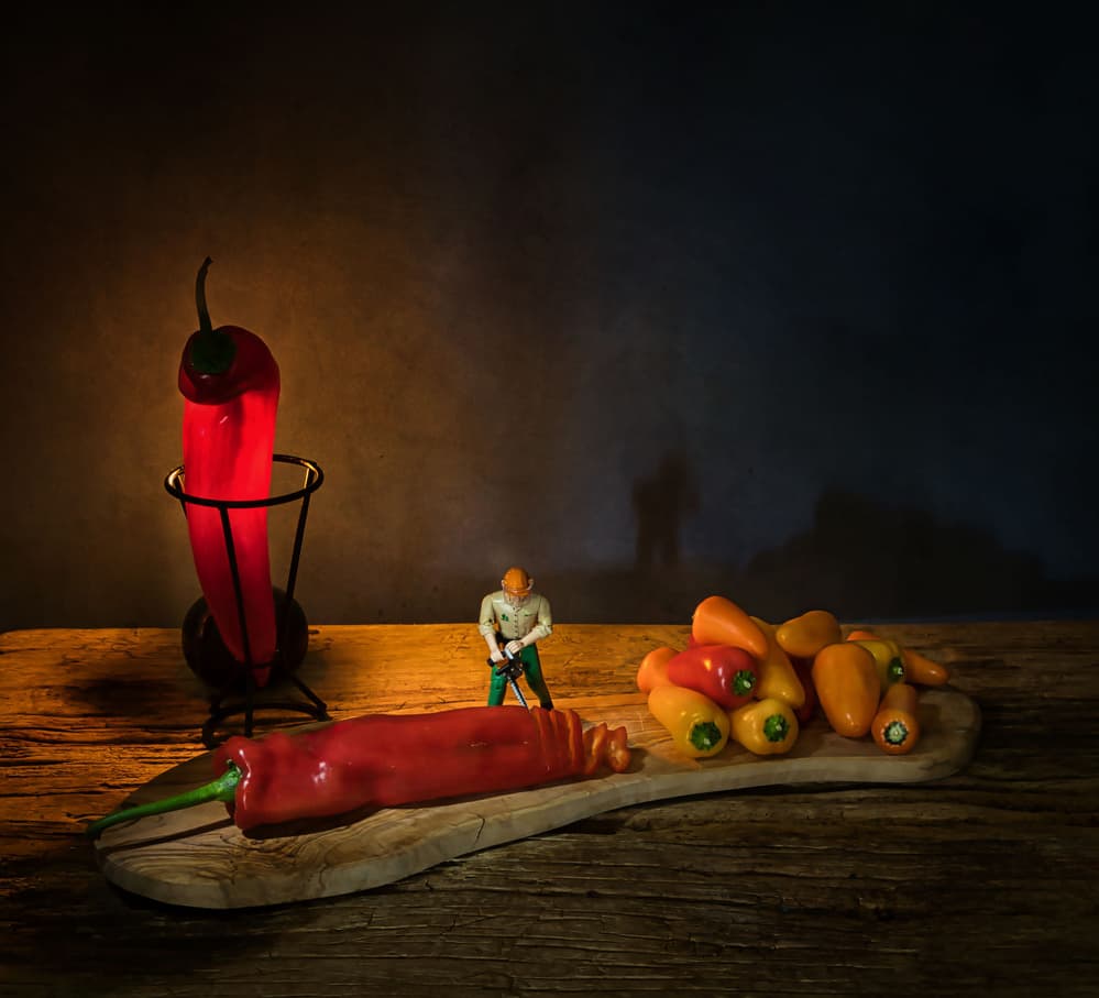 Tiny Worker Big Pepper by Saskia Dingemans — canvas wall art