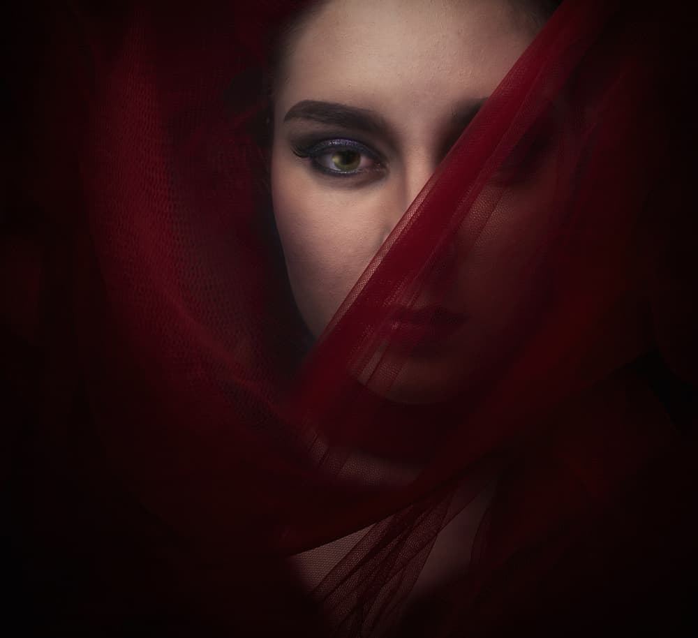 Red Veiled Gaze by hardibudi — canvas wall art