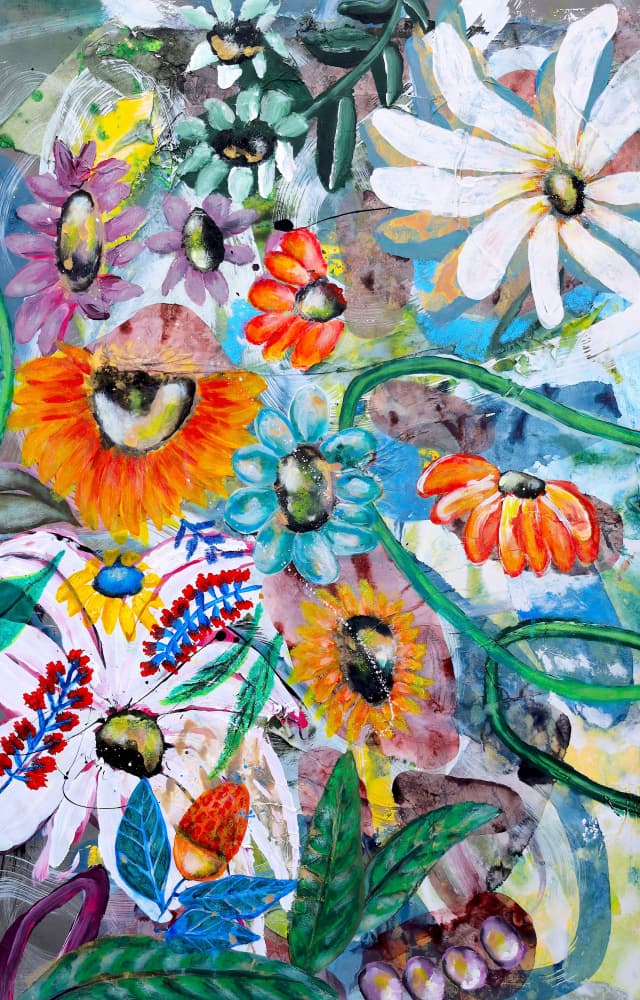 Vibrant Floral Garden by POOVI ART — canvas wall art