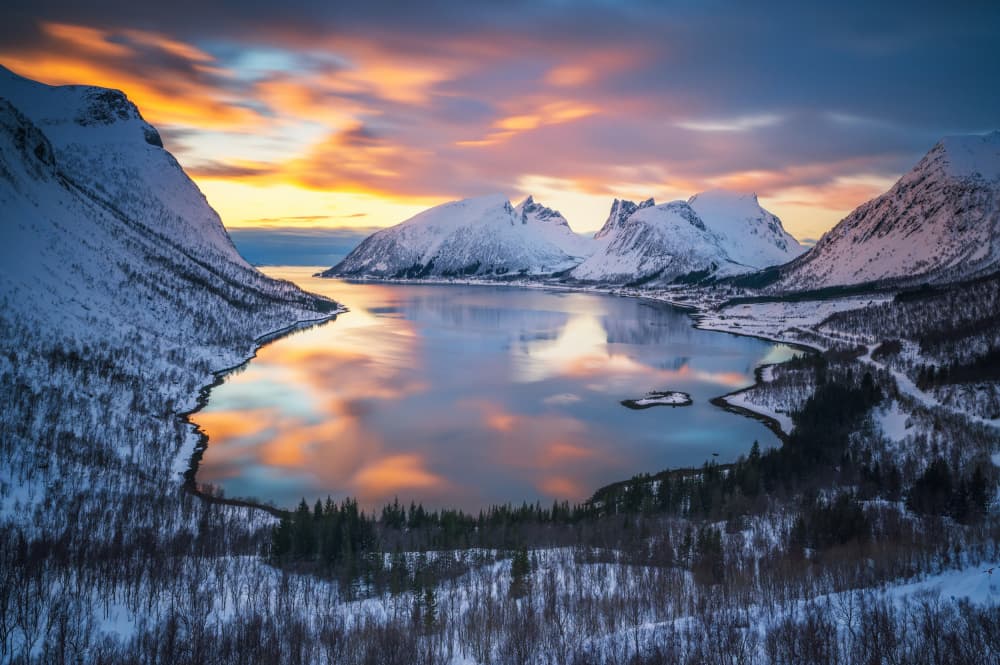 Fjord Sunset Reflections by David Martin Castan — canvas wall art