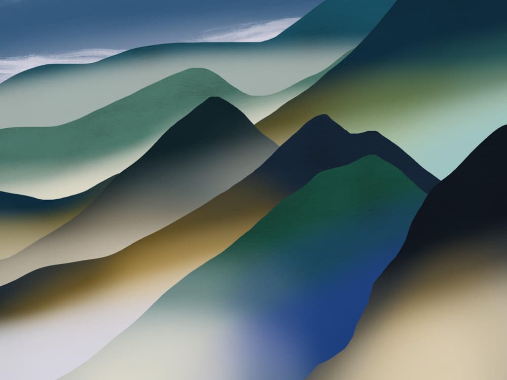 Gradient Peaks Landscape by Little Dean — canvas wall art