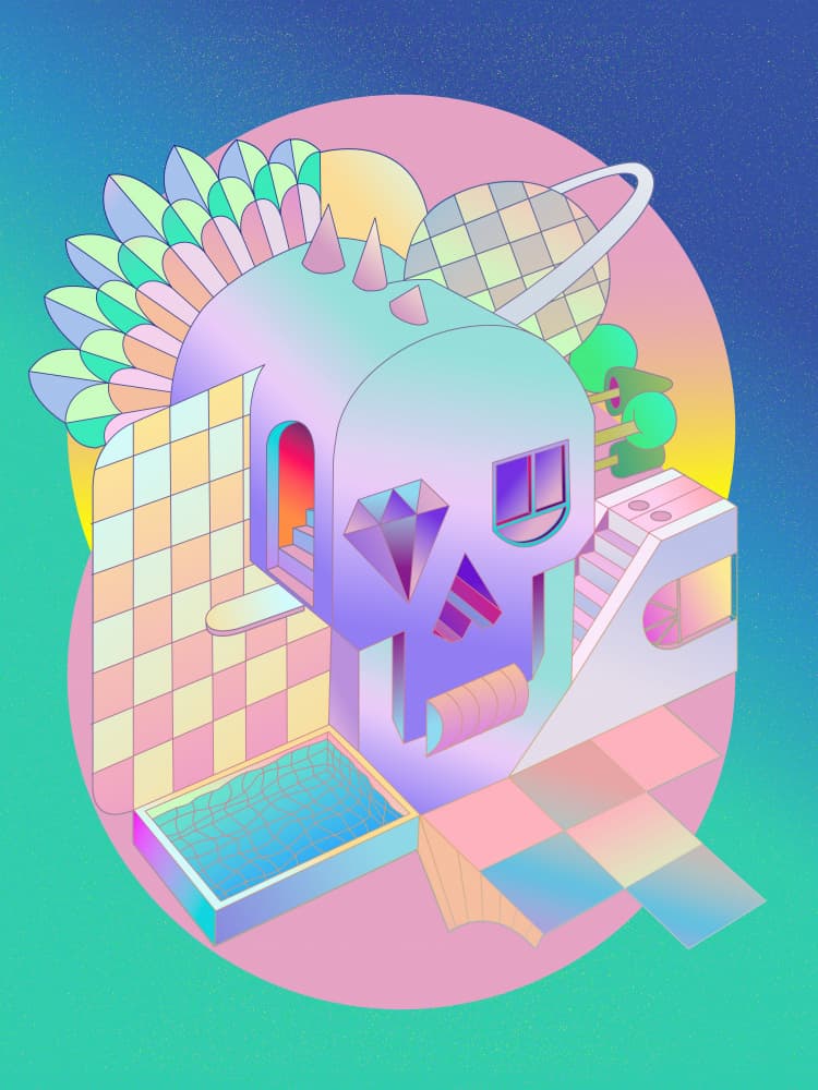 Pastel Skullscape by Ali Gulec — canvas wall art
