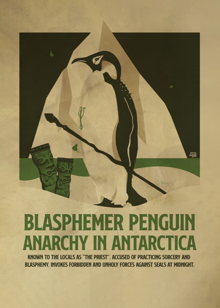 Penguin Priest Antarctica by Dion Gem — canvas wall art