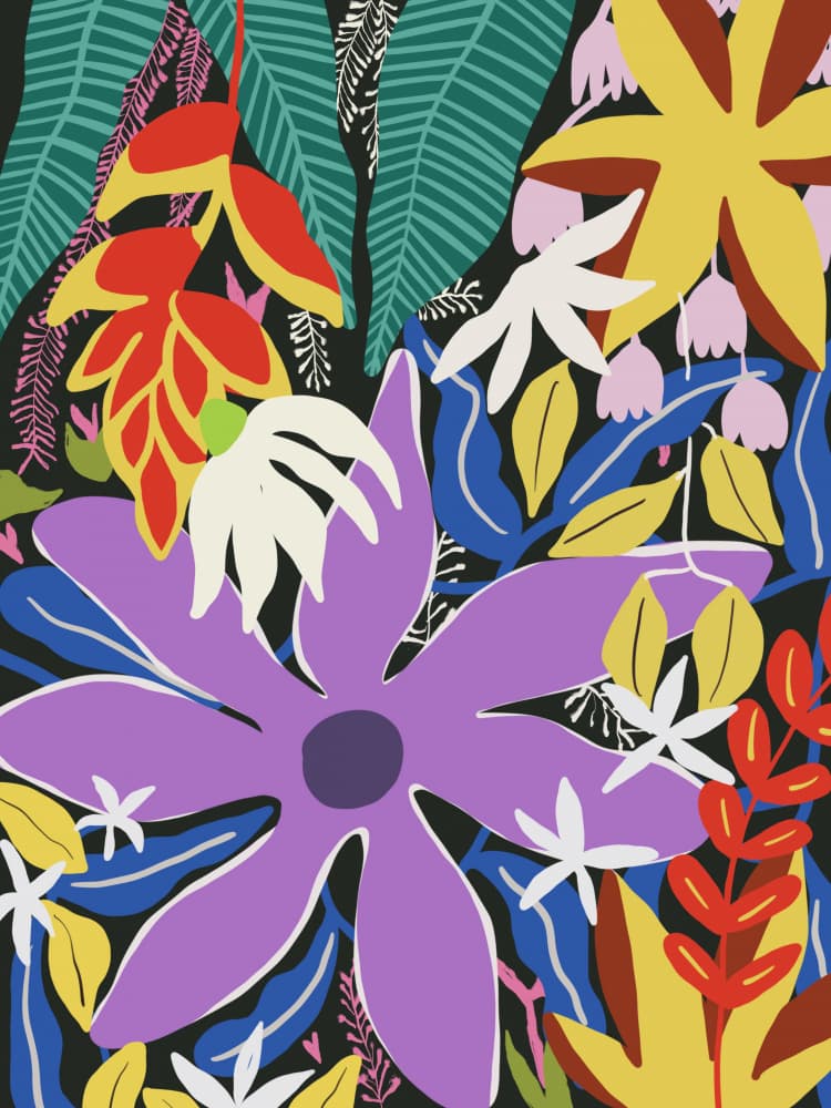 Vibrant Tropical Flora by Little Dean — canvas wall art