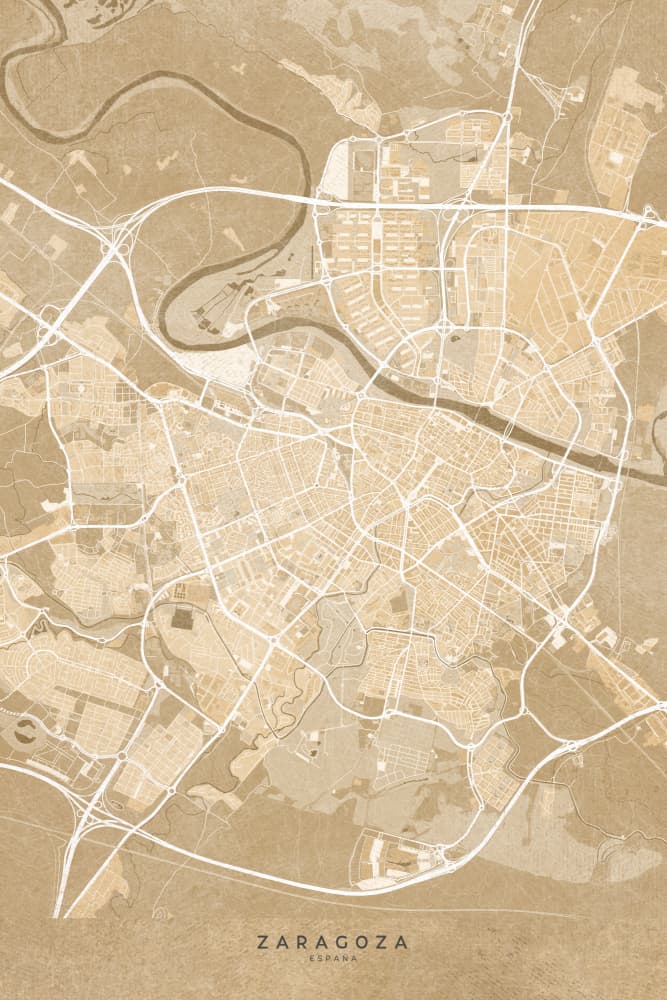 Zaragoza Spain City Map by Rosana Laiz Blursbyai — canvas wall art