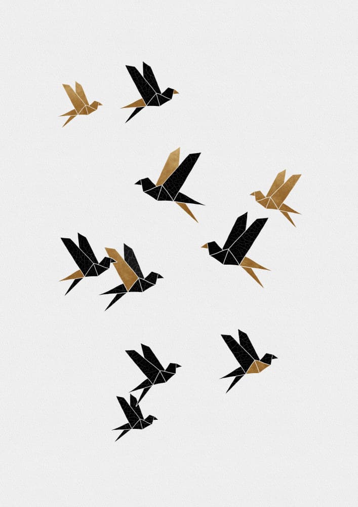 Elegant Geometric Birds by Orara Studio — canvas wall art