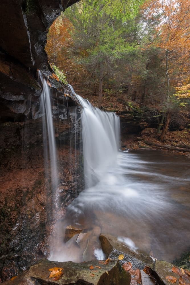 Autumn Forest Waterfall by Nick Kalathas — canvas wall art