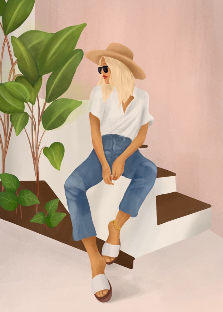 Blonde Woman With Hat by City Art — canvas wall art