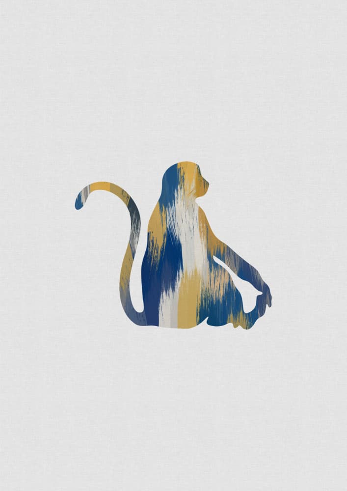 Abstract Blue Gold Monkey by Orara Studio — canvas wall art