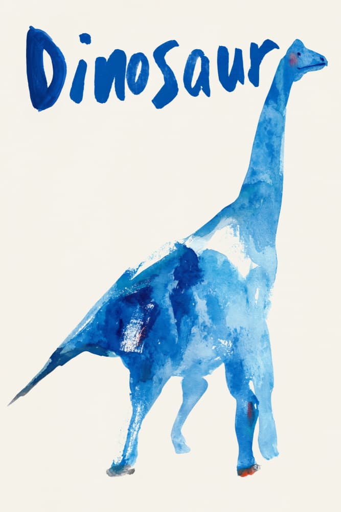 Blue Watercolor Dinosaur by Treechild — canvas wall art