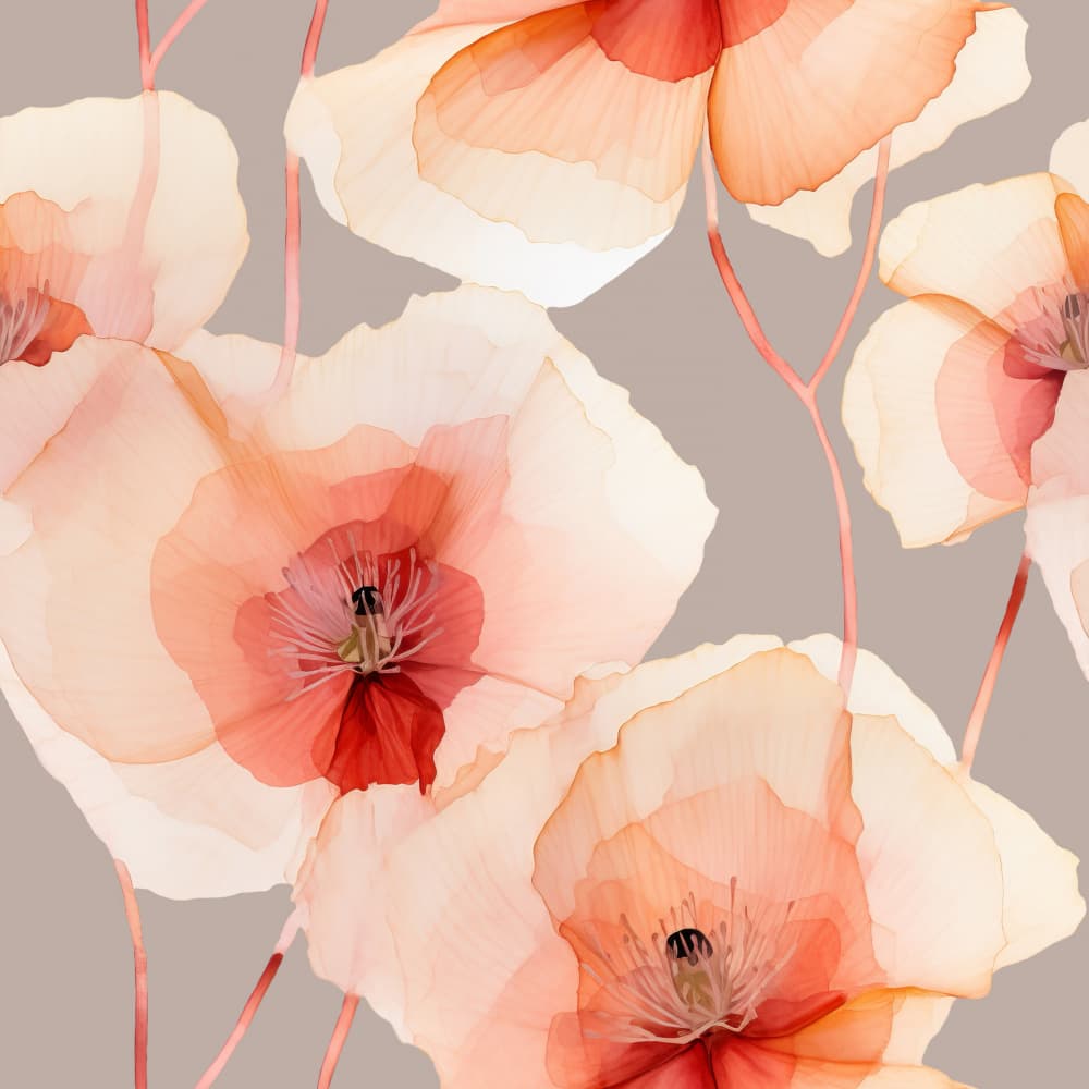Soft Coral Poppies by Bilge Paksoylu — canvas wall art