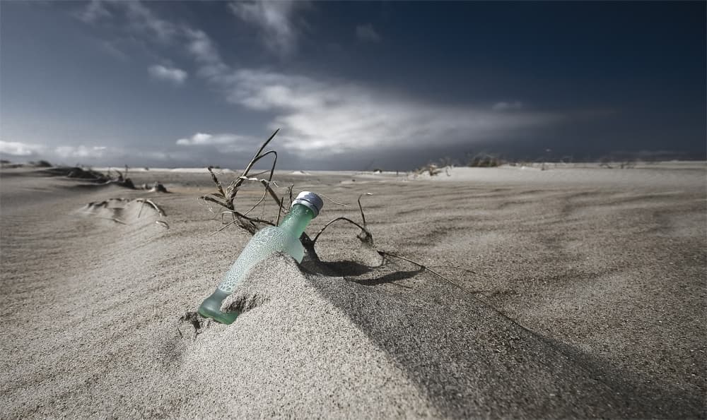 Lonely Bottle Desert Dunes by Leon — canvas wall art