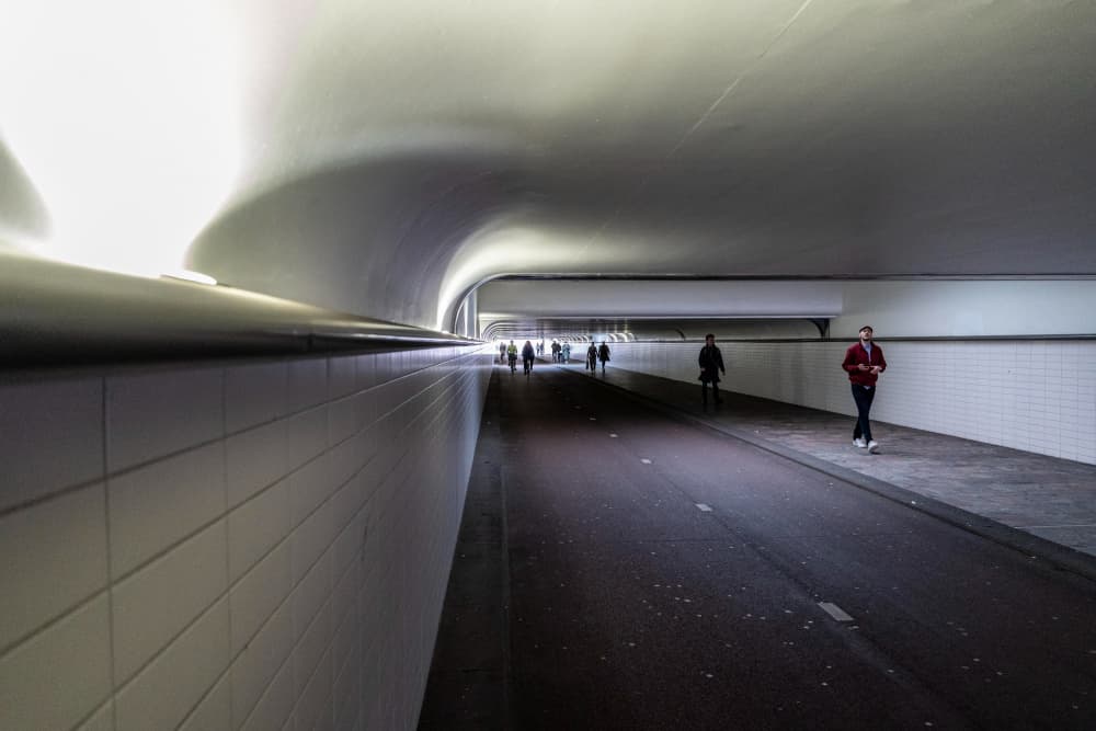 Illuminated Urban Tunnel by Jaap Koer — canvas wall art