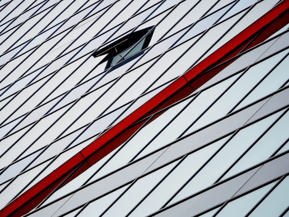 Geometric Red Facade by Marius Surleac — canvas wall art