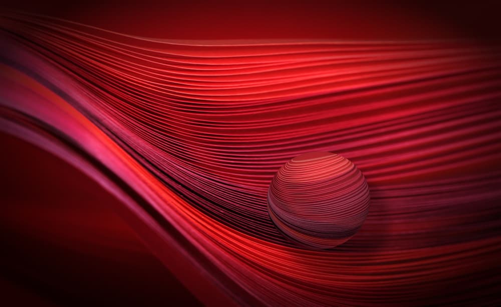 Dynamic Red Curves by Jutta Kerber — canvas wall art