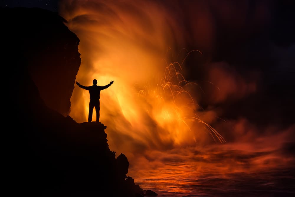 Fiery Volcanic Embrace by INIGO CIA — canvas wall art