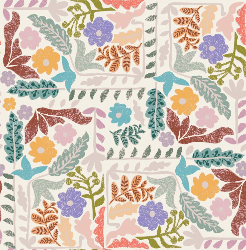 Folk Art Floral Pattern by Annick — canvas wall art