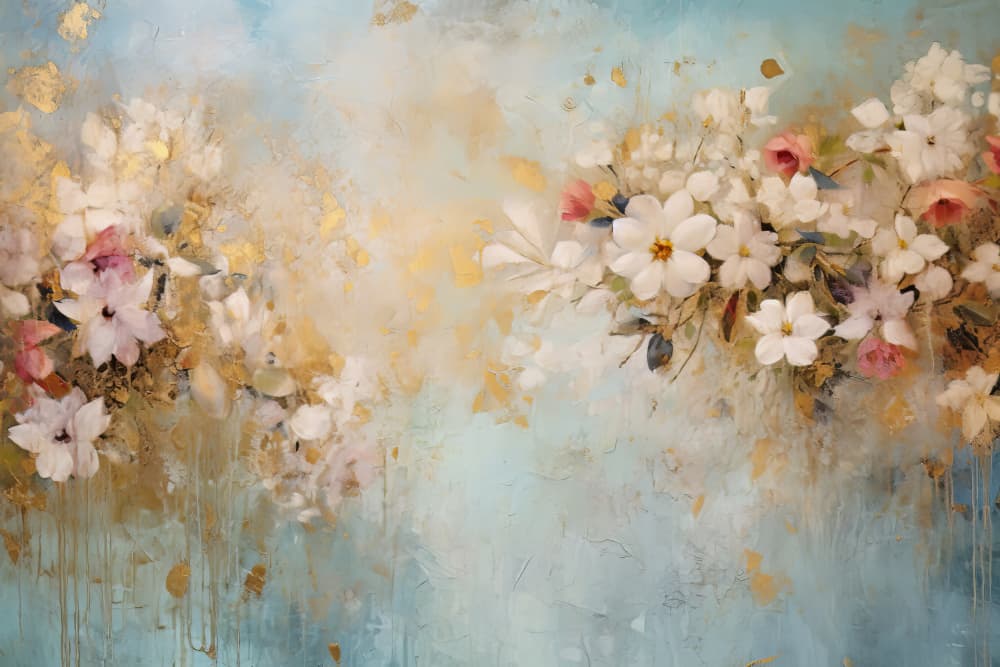 Elegant Gold Flowers by Bilge Paksoylu — canvas wall art