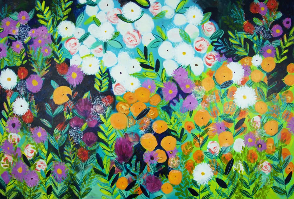 Vibrant Floral Garden by Shelley Hampe — canvas wall art
