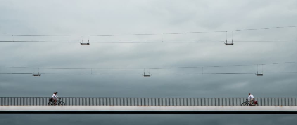 Quiet Bridge Cycling by Gilbert Claes — canvas wall art