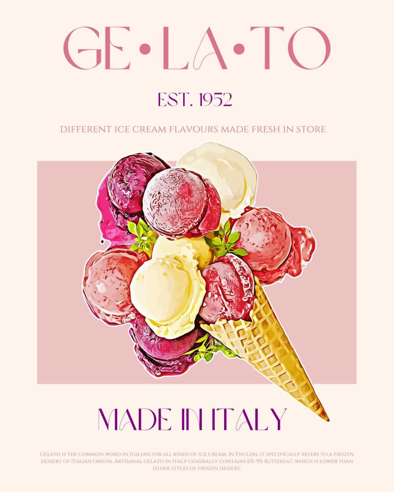 Italian Gelato Scoops by Nazma Khokhar — canvas wall art