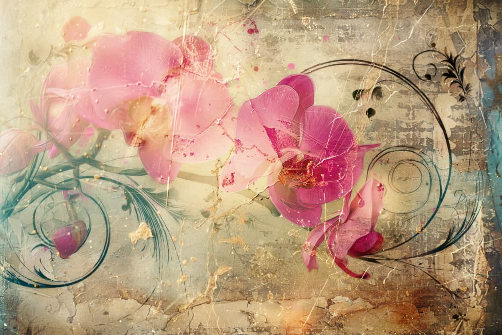 Distressed Pink Orchids by Rafal Kulik — canvas wall art