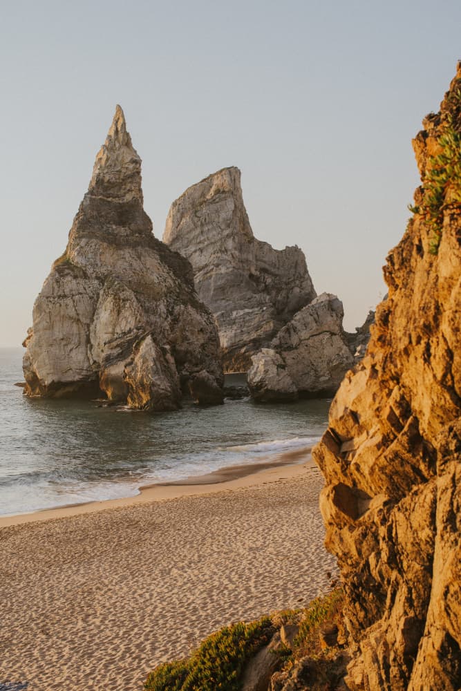 Golden Beach Rocks by Claudia Casal — canvas wall art