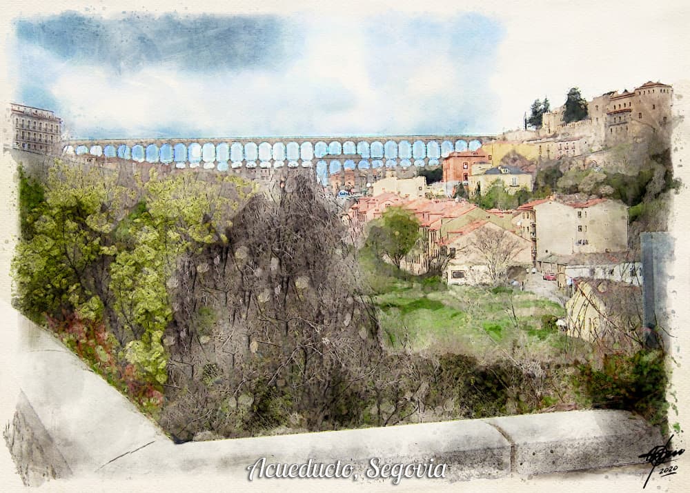 Roman Aqueduct Segovia by Osvaldo Russo — canvas wall art