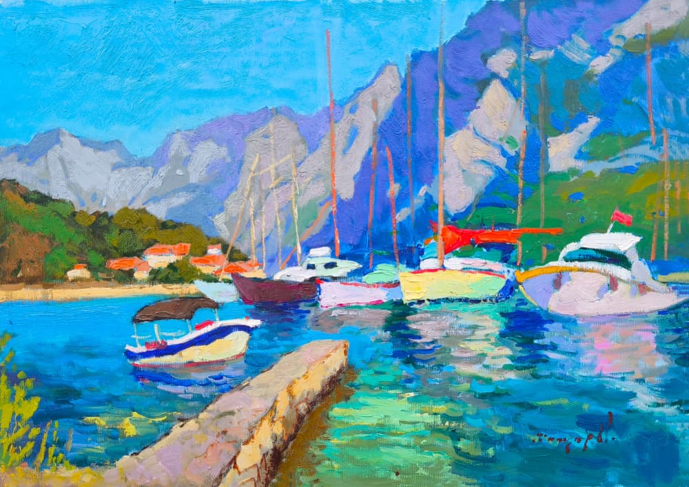 Colorful Harbor Boats by Alexander Shandor — canvas wall art