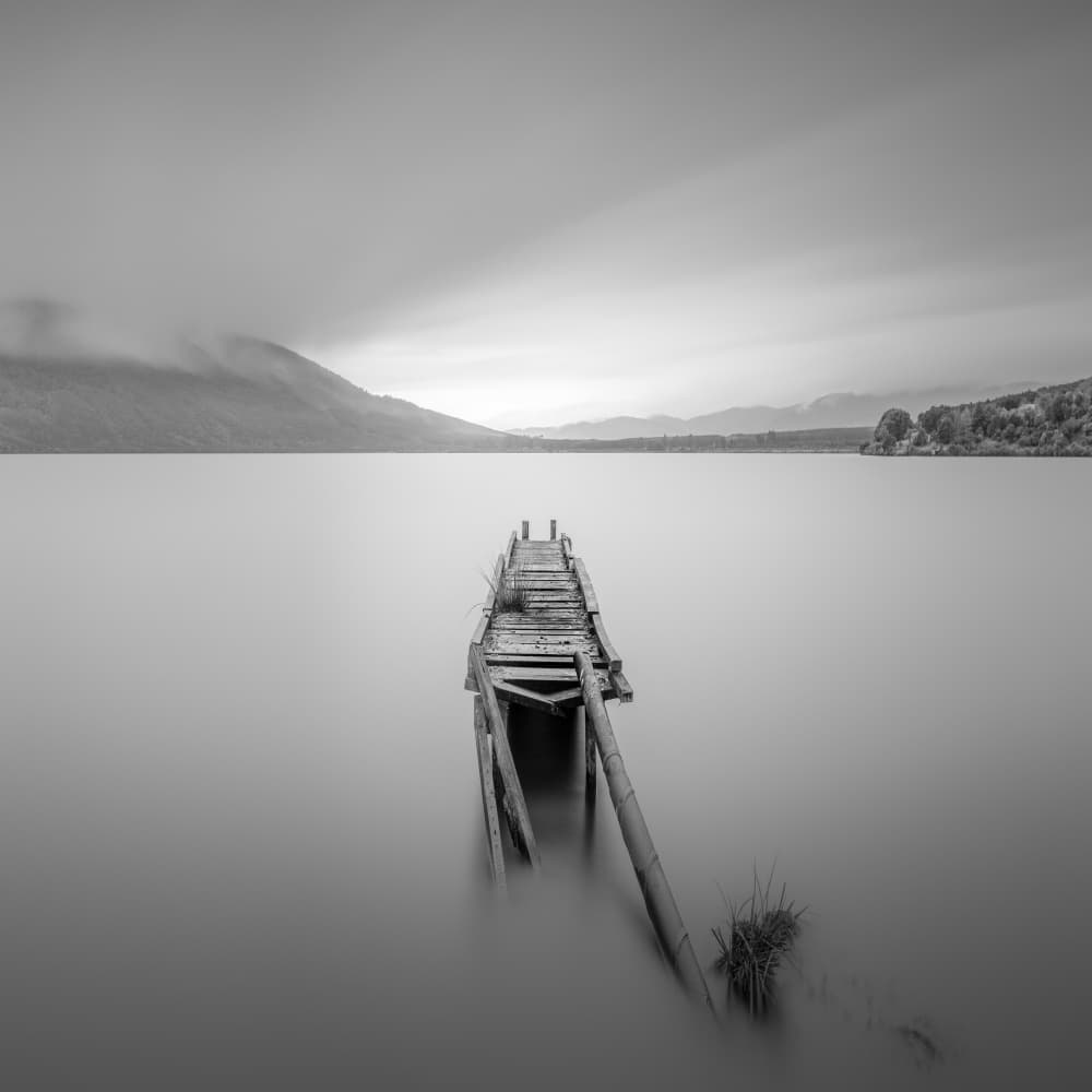 Serene Lake Pier by Jana Luo — canvas wall art