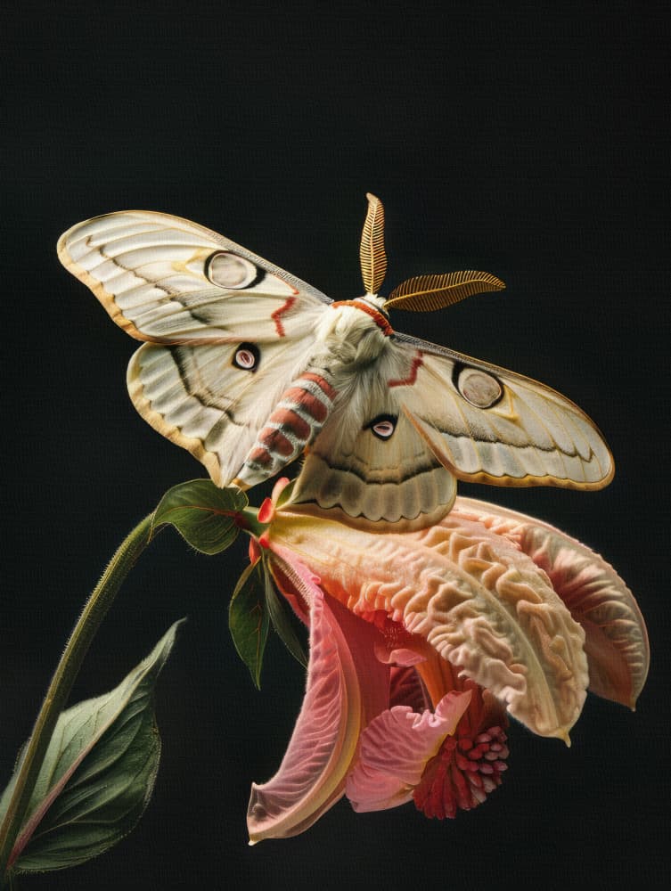 Elegant Moth Bloom by Bilge Paksoylu — canvas wall art