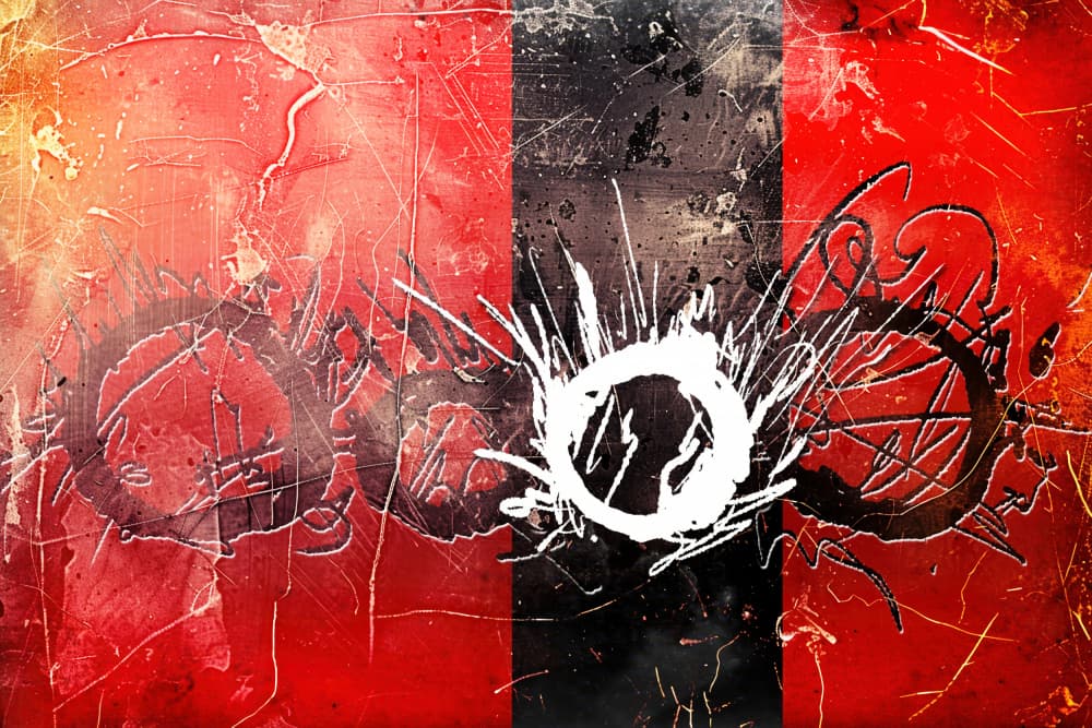 Intense Red Black Symbols by Rafal Kulik — canvas wall art