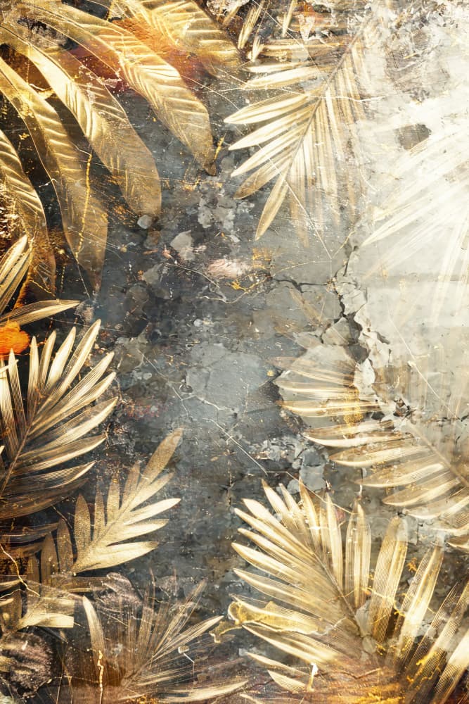 Golden Tropical Grunge by Rafal Kulik — canvas wall art