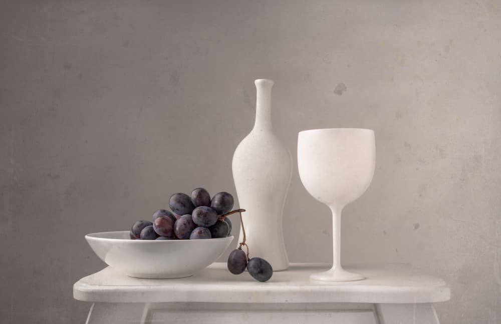Minimalist Grapes And Wine by Margareth Perfoncio — canvas wall art