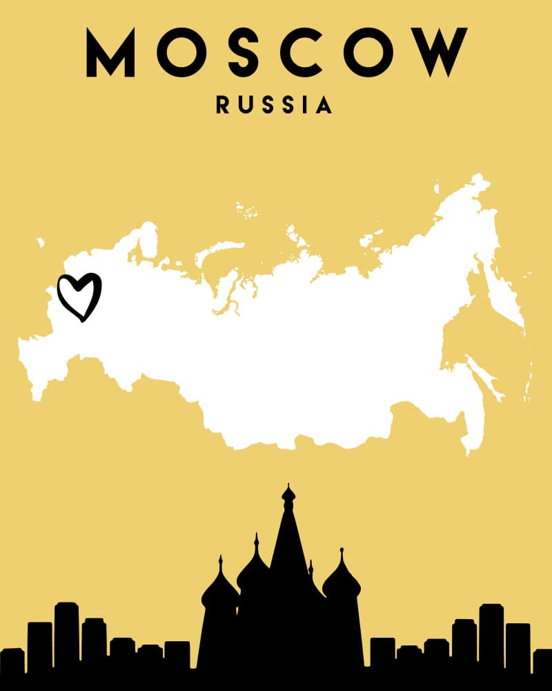 Heart Of Moscow Map by Emiliano Deificus — canvas wall art