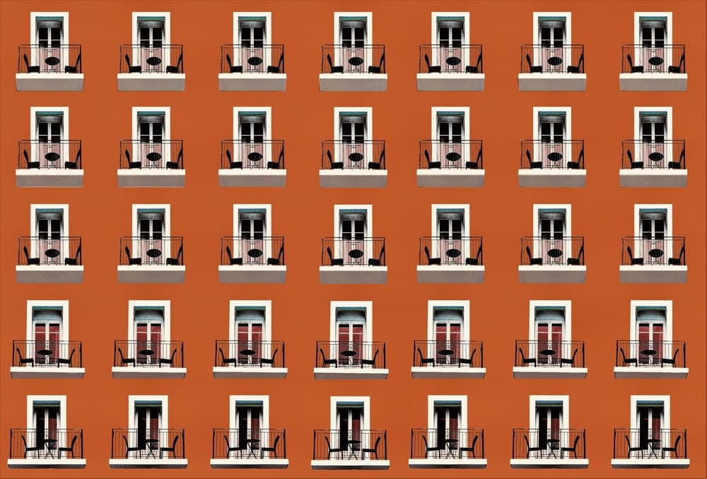 Orange Balcony Patterns by Arnon Orbach — canvas wall art