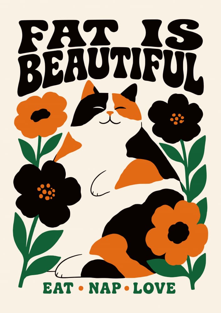 Beautiful Body Positive Cat by Patryk Krygowski — canvas wall art