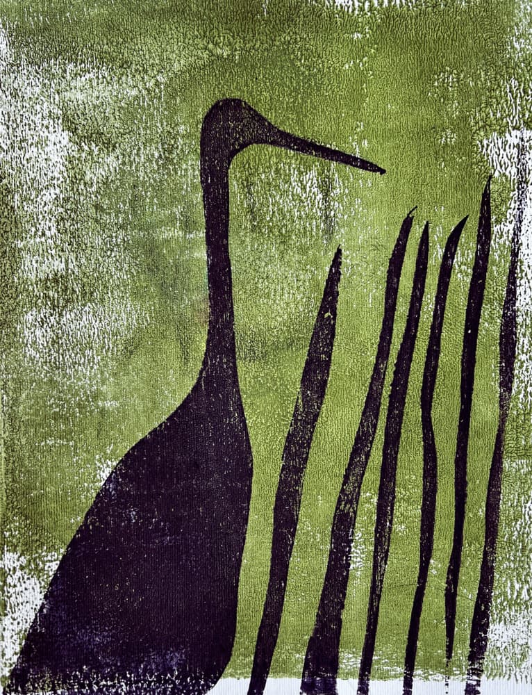 Minimalist Heron Marsh by Christina Misuro — canvas wall art
