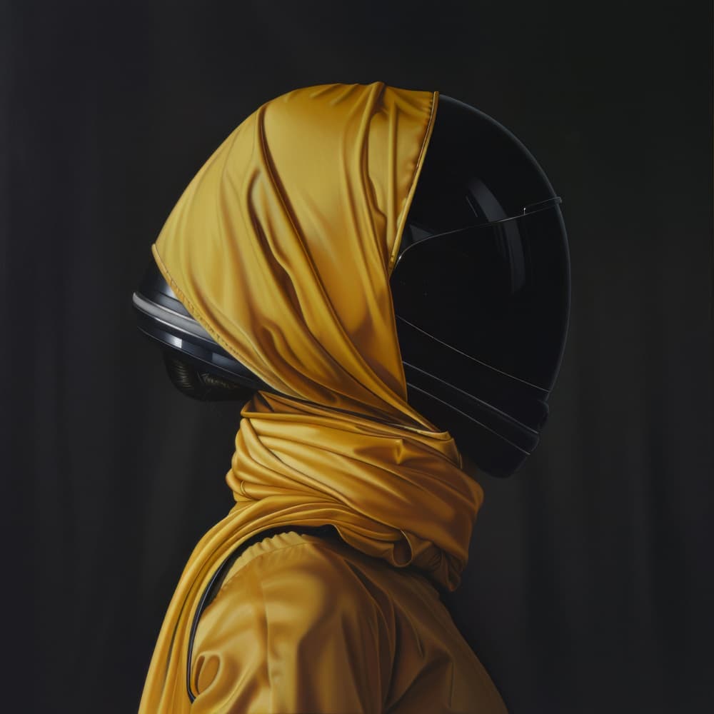 Golden Hooded Helmet by Bilge Paksoylu — canvas wall art