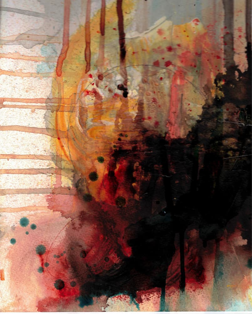Fiery Abstract Drips by Deb Chaney — canvas wall art