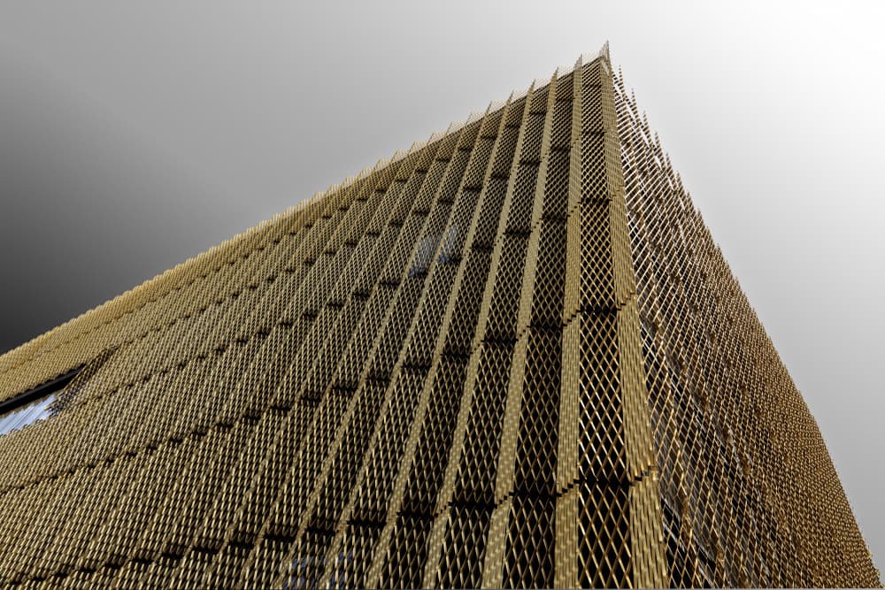 Golden Building Facade by Jois Domont ( J.L.G.) — canvas wall art