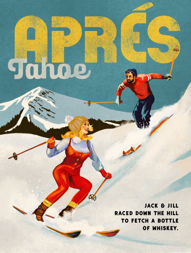 Apres Ski Lake Tahoe California Vintage Skiing Art by The Whiskey Ginger — canvas wall art