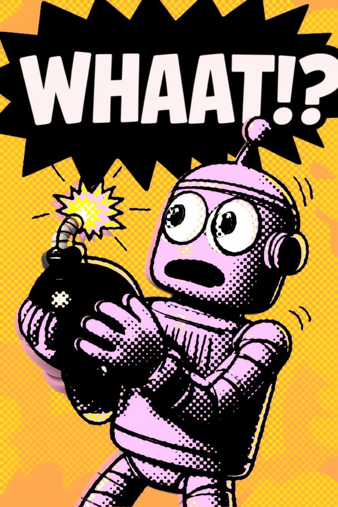Comic Robot Surprise by ERM — canvas wall art