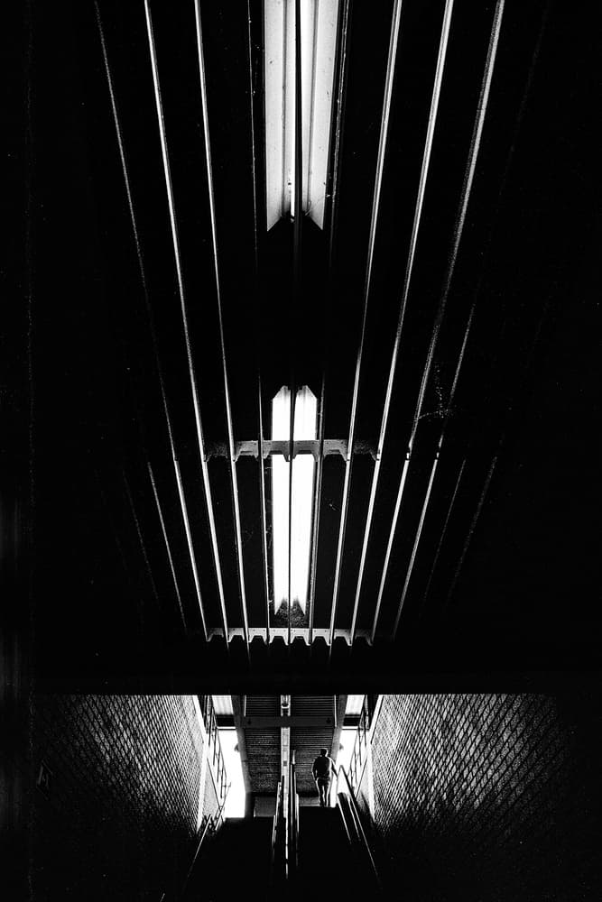 Urban Stairway Light Tunnel by Paulo Abrantes — canvas wall art