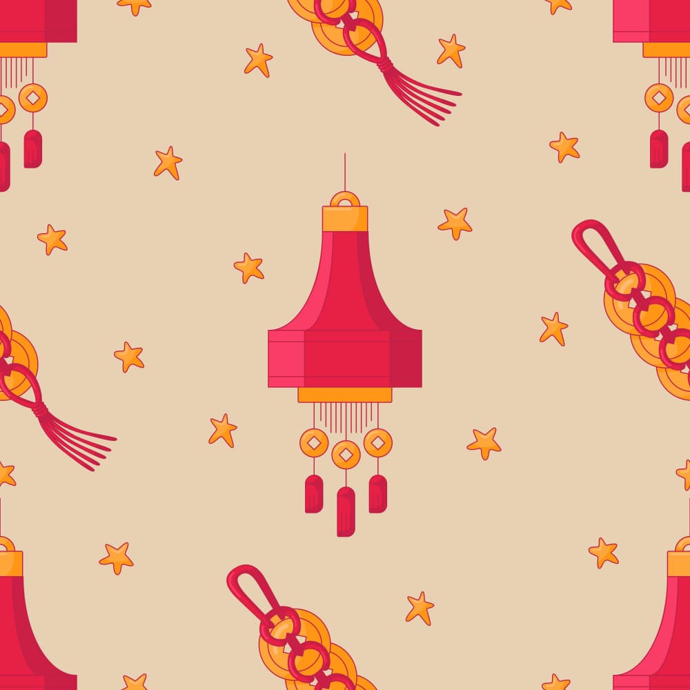 Festive Chinese Lanterns Pattern by Marika Barsrsind β canvas wall art