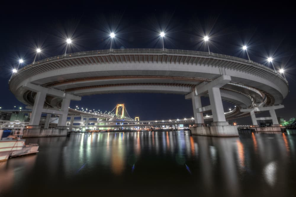 Illuminated Tokyo Bridges by Tomoshi Hara — canvas wall art