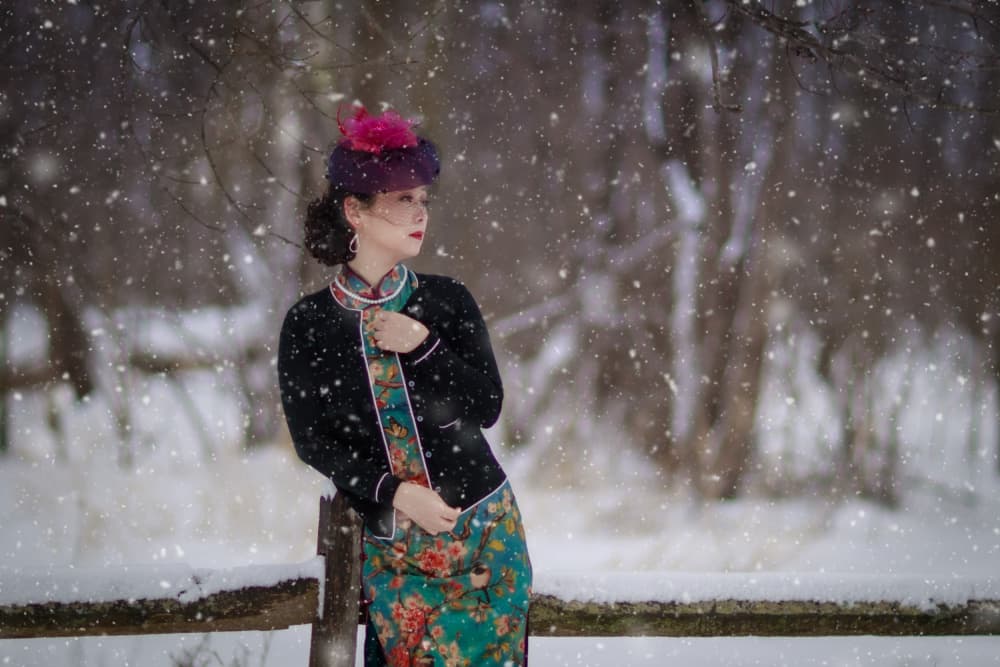 Elegant Woman Winter Snow by Jeff Wang — canvas wall art