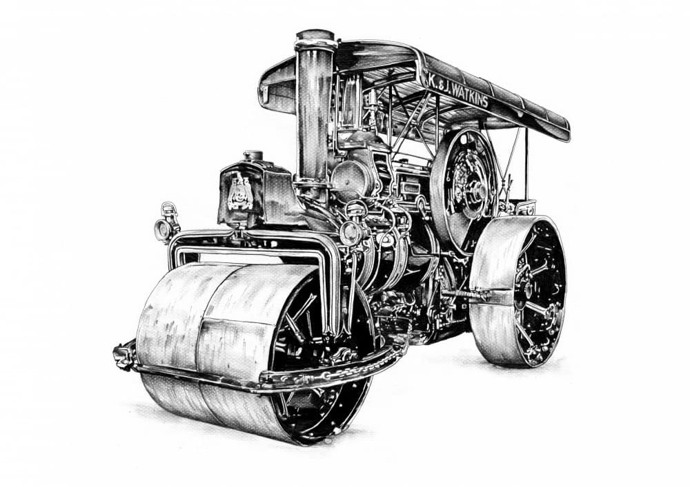 Vintage Steamroller Power by Kulik — canvas wall art