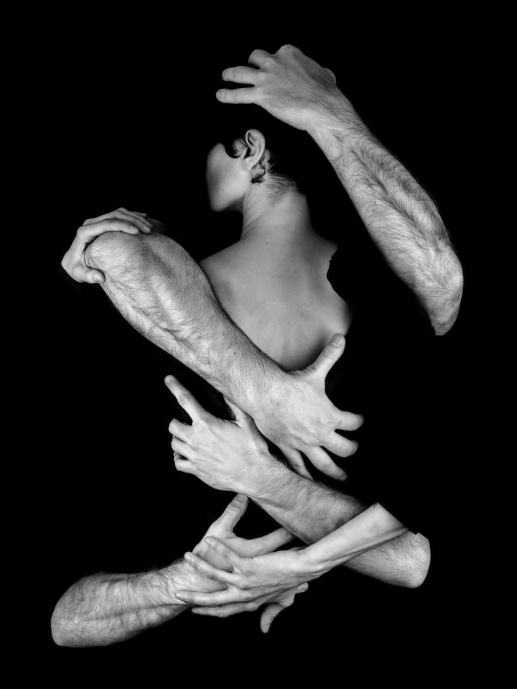 Intertwined Human Embrace by Eiji Yamamoto — canvas wall art