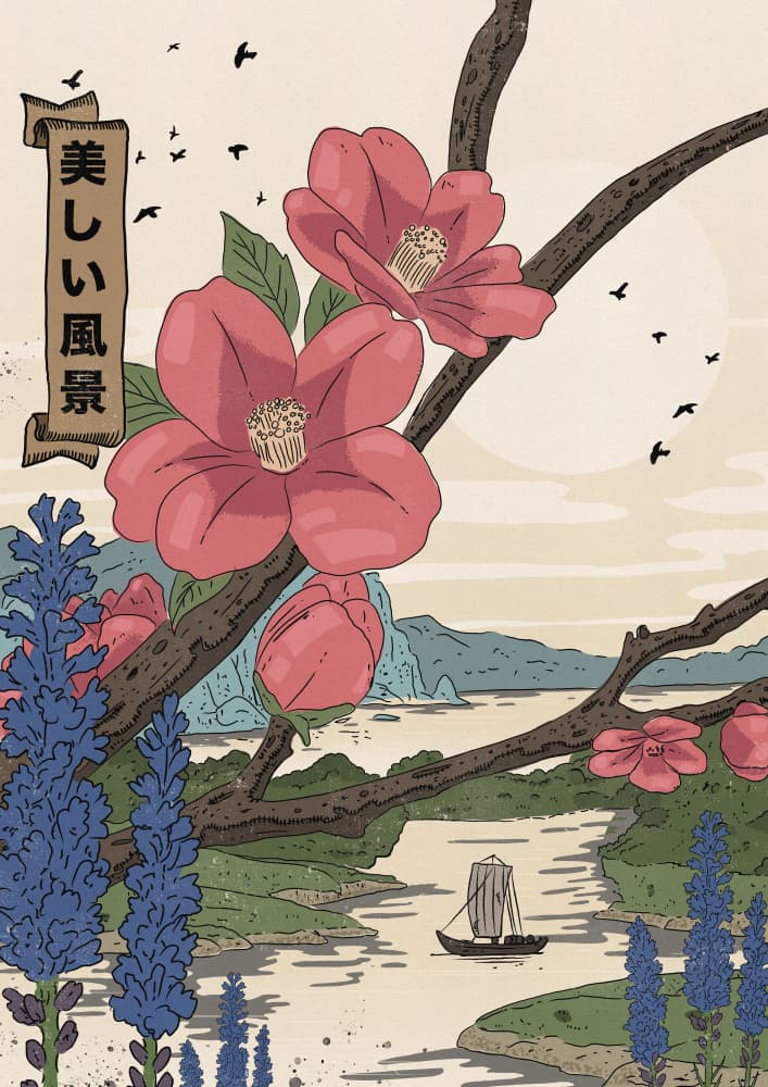 Serene Camellia Landscape